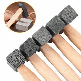 12 Styles Hammer Texture Stamps, Jewelry Making DIY Hammers For Rings, Necklaces, Bracelets In Gold, Silver, Copper
