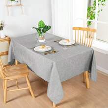 Faux Linen Rectangle Tablecloth Wrinkle And Stain Resistant Washable Table Cloth For Kitchen Dining Room Holiday Cover Dinner Light Grey 54x80 Inch KYUSMLZB548005