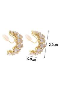 1pair Fashionable Cubic Zirconia Decor Ear Cuffs For Women For Birthday Gift - Gold - View 7