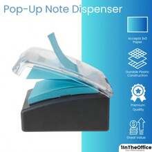 PopUp Note Dispenser Sticky Note Dispenser SelfStick Note Pad Holders 3x3 Black 1 Pack