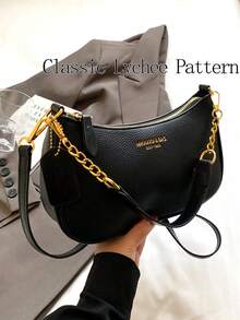 『US-Based Shipping』1pc Solid Color PU Leather Shoulder Bag For Women, Versatile Crossbody Bag For Commuting, Adjustable Shoulder Strap,Fashion Purses For Women 2025 PU Leather Shoulder Bag Crossbody Bag With Chain Chic Hobo Bag Underarm Bag Handbags For Women,Women's Zipper Small Underarm Bag Chain Leather Crossbody Bags Elegant Shoulder Handbags Purse,Purse ,Crossbody Shoulder Strap, For Autumn & Winter, Warm Winter, Outdoors,Bolsos Para Mujer,Tote Bags For Women,Bags For Women,Shoulder Bag,Carteras,Carteras Para Mujer,Bolsas,Designer Handbags,Crossbody Bags For Women,Mochilas Para Mujer,Handbags For Women - 黑色 - 查看 9