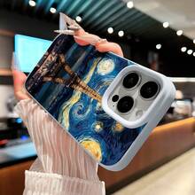 Funda para teléfono con diseño de la Torre Eiffel y el cielo estrellado, compatible con teléfonos ,  17,  16 Pro Max,  15 Pro Max,  13 y  12. Fabricada en TPU, ofrece protección contra golpes y caídas. Ideal para amantes del arte, viajeros, regalos navideños y sorpresas de cumpleaños. - Azul - Ver 5