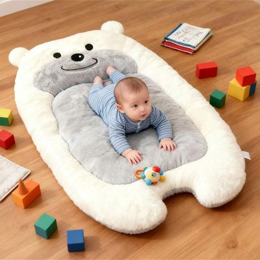 1件装婴儿动物卡通造型睡垫，舒缓新生儿睡眠摇篮垫，适合新生儿，4种颜色可选