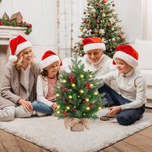 Christmas Tree,20 Inch/50CM Mini Christmas Trees,Christmas Trees With Lights And 2M LED Lights,Cement Base Tabletop Christmas Tree,75 Branch Tips,For Home Office Christmas Decorations - 1 - View 9