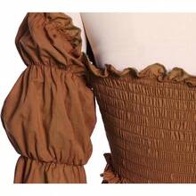 Vestido de disfraz medieval y renacentista, vestidos de época victoriana y regencia para mujeres - Grande / Extra grande + Marrón - Ver 4