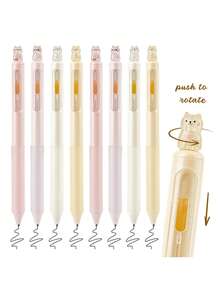 一盒4支装创意猫咪造型0.5mm速干中性笔，速干黑色墨水，轻巧塑料笔身，办公用品黑色中性笔，可爱猫咪珠光闪粉按压式中性笔，书写流畅，适用于办公、日记、猫咪爱好者礼物、新奇文具、创意设计、耐用材质，办公人员专属