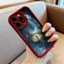 Cubierta de telefono con diseño de reloj gigante y escaleras en el cielo color azul oscuro para iPhone 14 Pro Max funda protectora con estampado artístico ideal para amantes del arte surrealista y viajes en el tiempo - Negro - Ver 6