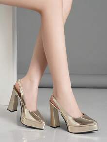 Women's High Heel Hollow Out Pumps, Super High Heel, Available In Pink, Apricot, White, Black, Red, Silver, Gold, Fashionable Shoes - Iron Plate - View 3