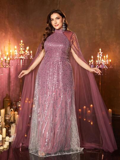 UNITHORSE UNITHORS Plus Dam [Slumpmässig snitt] Standkrage Extra Långärmad Extravagant Glittrande Pärlbroderad Paljett Patchwork Mesh Tyg Pärlbroderad Balklänning, Formella Tillfällen Slitstarka Aftonklänningar, Brudklänningar, Röda Mattan-Evenemang