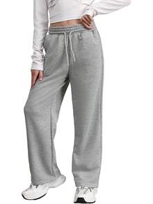 Girl's Straight Wide Leg Sweatpants Casual High Waisted Baggy Joggers Track Pants - 淺灰色 - 查看 2