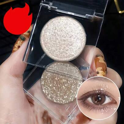 Sombra de ojos con brillo, alto brillo monocromo, resaltador, polvo brillante, de larga duración, brillo metálico, maquillaje para párpados y pómulos
