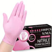 100只一次性丁腈手套，耐用家用清洁手套，防滑防污，防水，不含乳胶，无粉，经久耐用，适用于家庭和厨房清洁、浴室清洁、食品处理、纹身、美容、染发、宠物护理、美容院、清洁用品、家用小工具等。