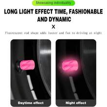 Mandark 12PCS Car Luminous Tire Valve Caps Fluorescent Night Glowing Vehicle Air Stem Covers Illuminated Glow In The Dark Automotive Decor Tire Air Caps Universal For SUV Truck RV Pink - Hồng - Xem 3