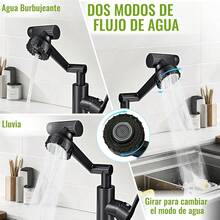 Llave para Fregadero de Cocina, Mezcladora para Fregadero, Grifo de Cocina, Monomando para Fregadero, Gris, 4 Funciones,BXG - SG-Negro - Ver 3