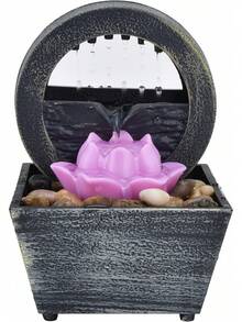 Adorno de fuente, 6.5 x 4.5 x 4.5 pulgadas, decoración del hogar con flores, fuente de mesa con luz LED, fuente de agua de escritorio con de alimentación USB para decoración de interior - 1 - Ver 2