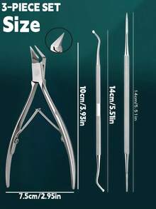 3件套修甲工具，1个不锈钢指甲钳，足部护理去茧器，多功能工具 - 彩色 - 查看 2