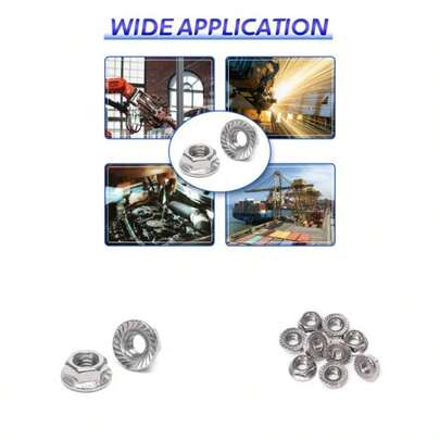 25 Pieces M8 Flange Nuts, M8 - 1.25mm Serrated Hex Flange Lock Nuts, 304 Stainless Steel, Plain