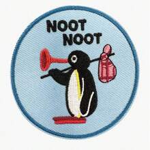 2pcs Cute Penguin Embroidered Patches - Iron-On Appliques, Suitable For Jeans, Backpacks, Noot Noot Cartoon Design - Blue - View 5