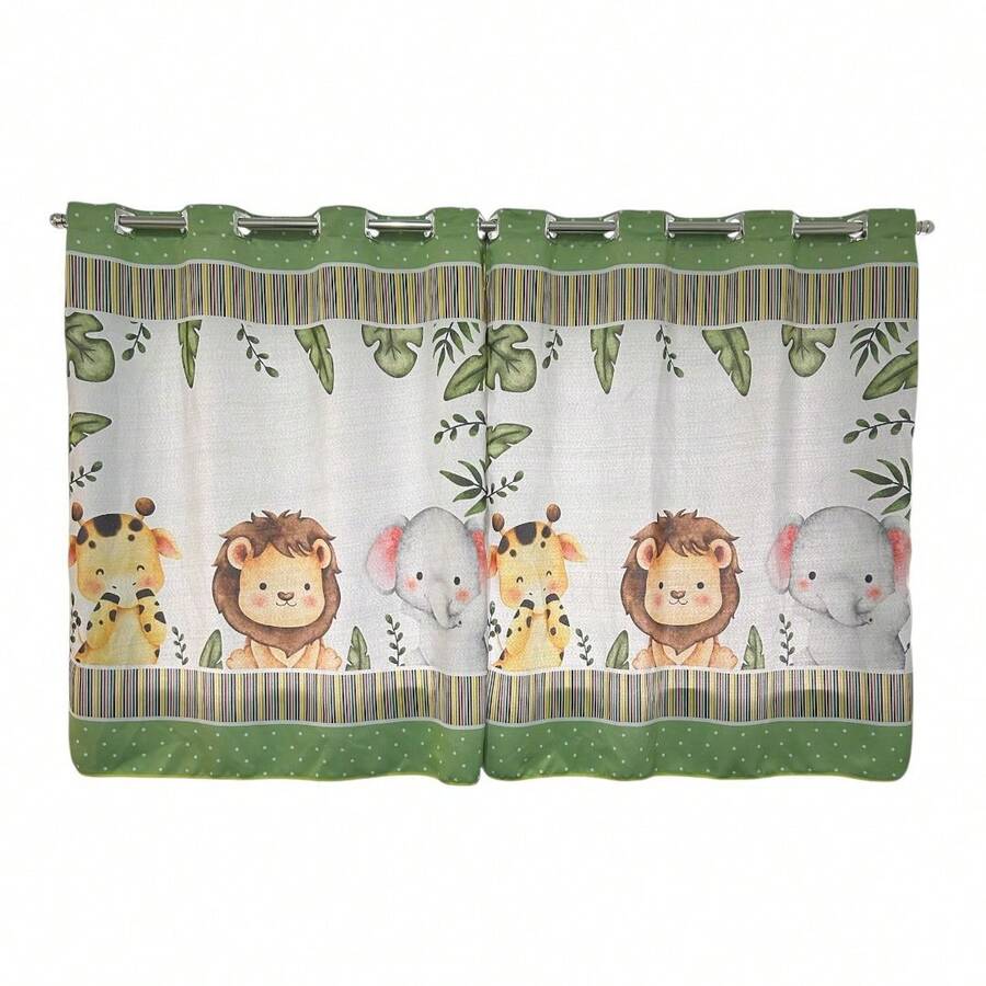 Children's Curtain 2.70 X 1.50 Microfiber 200 Thread Count Sublimated Bedroom Decoration - 綠色狩獵之旅 - 查看 1