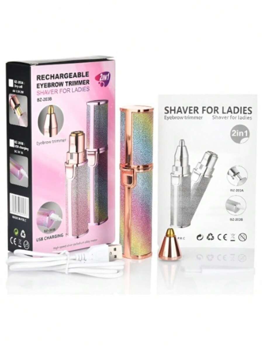 Depiladora Electrica Recargable 2 En 1 Para Cejas Arcoíris - Multicolor - Ver 1