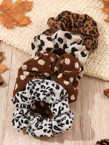 4 sztuki gumek do włosów w stylu vintage z nadrukiem w panterkę, gumki do włosów, gumki do kucyków, gumki do włosów