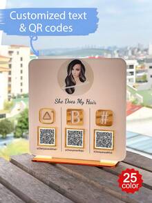 Plaque de signature personnalisée avec code QR, paiement personnel, signature de médias sociaux, signature de produits de beauté, signature pour scanner le paiement, identifiants de codes QR multiples - Rose bonbon - Voir 6