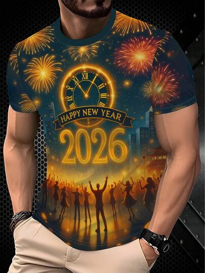 经典圆领T恤：经典圆领设计，修身版型，适合各种体型，纯色简约优雅，轻松打造日常休闲造型。开启浪漫的2026假日季，新年和圣诞节款式现已上市。