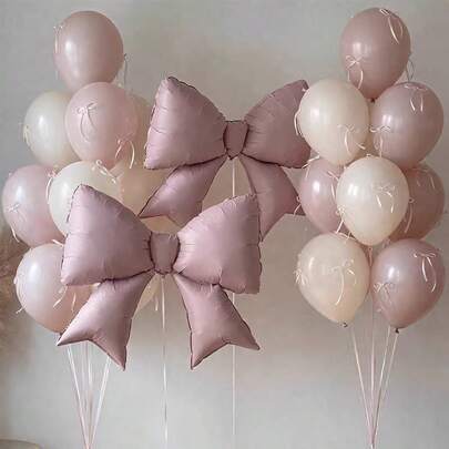 Matte Vintage Pink Bow Balloon Bouquet, Party Decoration Set For Holiday, Birthday, Background Wall