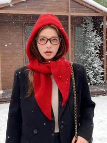 1 Stück Damen Einfarbig Gestrickter Schal & Mütze Set, Neue Mode Sturmhaube, Lässiger vielseitiger gestrickter Halswärmer Schal, Herbst/Winter Kältebeständige Warme Beanie, Geeignet für den täglichen Gebrauch