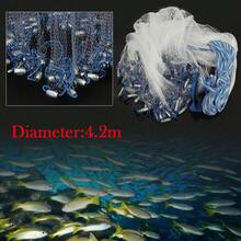 Bazargame Hand Cast Fishing Net, Hand Cast Fishing Net Bait Dense Mesh Netting Hollow Sinker Durable Full Spread Mesh - Blue and White 14ft - View 3