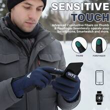 WESTWOOD FOX Guantes de invierno para pantalla táctil, antideslizantes, cálidos, resistentes al viento, térmicos, para hombres y mujeres, conducir - Azul - Ver 11