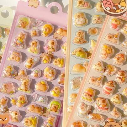 可爱水豚贴纸，精美日式透明创意手账贴纸，钻石宝石水晶手工装饰贴纸，圣诞节/感恩节/生日礼物