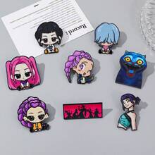 1pc Kpop Cartoon Character Brooch, Cute Clothing & Backpack Pin Accessory, Girls Anime Backpack Decor Badge, Party Gift