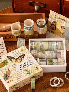 20卷复古和纸胶带套装，文学复古植物花卉烫金纸质自粘遮蔽胶带，装饰贴纸，适用于日记本、相册、DIY工艺品、礼品包装