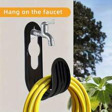 1pc Garden Water Pipe Bracket Hook - Wall Mounted Non Drilling Installation, Durable Plastic Black And Blue Design, Convenient For Hanging Garden Water Pipes, Watering Supplies And Outdoor Tools, Garden Water Pipe Rack, Fashionable Tool Accessories, Sturdy Structure - Multicolor - View 1
