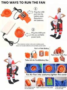 1 Set New Christmas Santa Claus Plush Cute & Funny Pink Cheek Hunchback Riding Santa Claus Costume Half-Body Outfit With Inflatable Doll Clothes, Plus Printed Letter Drawstring Dust Bag, Perfect Christmas Prop For Family Interaction, Photo Shooting, Stage Performance, All Seasons - 紅色 - 查看 9