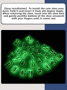 26pcs Glow-In-The-Dark Letter Series Shoe Charms, Suitable For Slippers & Sandals, PVC Shoe Decoration Accessories, Unisex, Christmas, Birthday, Party Gifts - Luminous - View 9