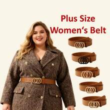 1 件女士加大码仿皮时尚腰带，3 环金扣、水钻扣、黑色扣、字母扣、细纹理扣、粗纹理扣，适用于牛仔裤、连衣裙、外套、休闲场合夏季、学校秋季、秋季、万圣节