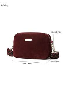 [MINI] Túi đeo vai thời trang nữ đa năng màu trơn, kết hợp dây đeo dệt phong cách Boho có thể điều chỉnh, chất liệu da lộn mềm mại, đeo vai/túi xách hoàn hảo cho các chuyến đi chơi, có thể đựng ví, son môi, chìa khóa và các vật dụng nhỏ khác, thích hợp để đi làm, mua sắm và ăn uống - Màu Đỏ Sâu - Xem 3