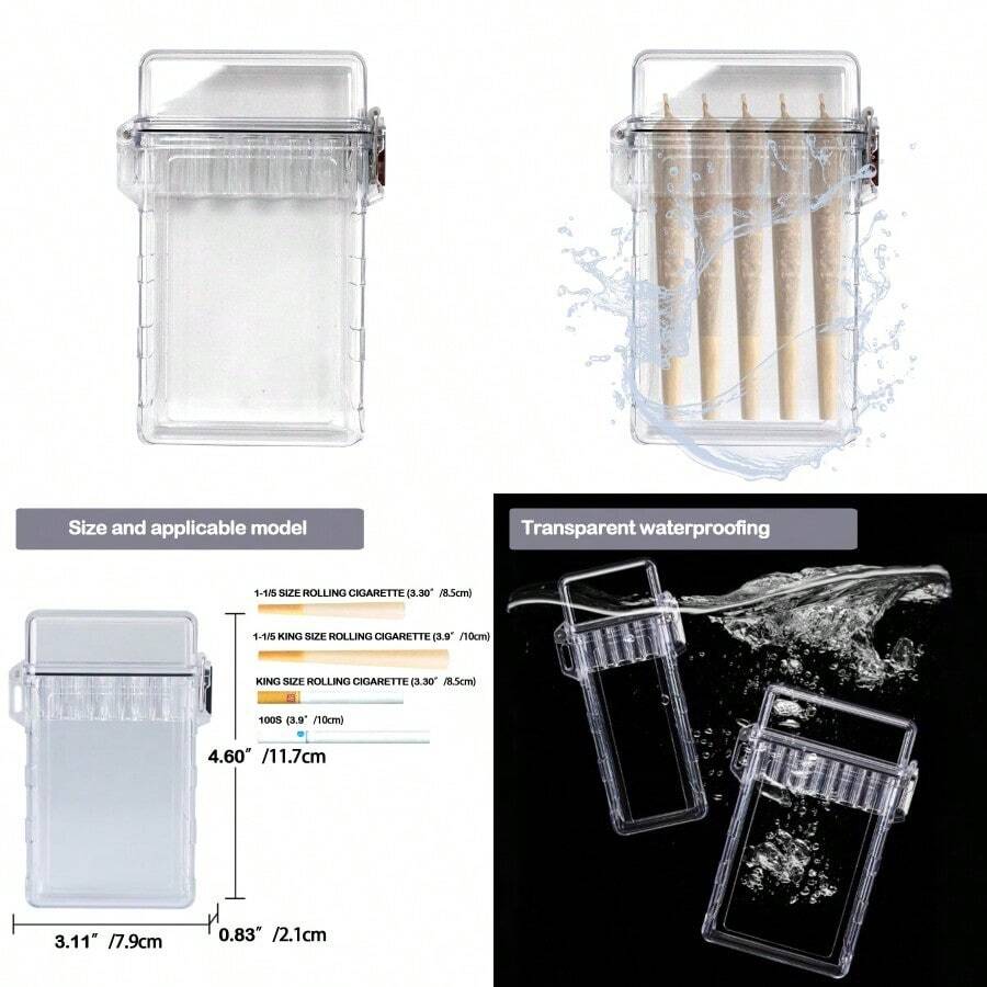 Pre Roll Case Smell Proof Storage Box Transparent Cigarette Case For 5 Cones Outdoor EDC Cigarette Holder Smoking Accessories Standard-Gsgsfa - 銀色 - 查看 1