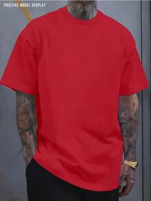 Men's Christian Religious Pattern T-Shirt - Bold Print On Back "God Bless - Jesus Praises - Holy Spirit Loves", Red Crew Neck Shirt, Suitable For Church, Casual Outfits, Machine Washable Gift, Street Fashion, Lion Face Design, Breathable Fabric, Comfortable Fit, Faith Clothing, Lightweight Short Sleeve Top, Street Style Enthusiasts - Unisex Plus Size Top - 紅色 - 查看 2