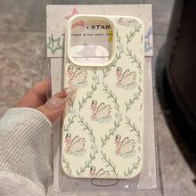 1个TPU材质优雅藤蔓蝴蝶结天鹅全屏图案手机壳，兼容苹果17 Pro Max/17/16 Pro Max/15/13/12/11、S20 FE/A15/S24/A55、Note 11/Note 12/Note 13 Pro，防震软保护套 - 白色 - 查看 1