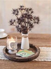 1pc Wooden Tray For Festive Birthday Party Decor, Farmhouse Candlestick, Vintage Coffee Tray For Living Room, Solid Wood Tray,Kitchen.Gifts, Storage Boxes, Kitchen Utensils, Home Furnishings. - Multicolor - View 3