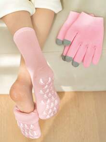 1 Pair Moisturizing & Whitening Foot Mask With Essential Oils, Suitable For Dry & Cracked Feet Care, Gel Heel & Leg Warmer For Foot Hydration - Pink - View 10