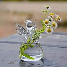 1pc/2pcs/Set Glass Vase With Angel Design, Transparent Floral Plant Container, Hanging Flower Vase, Wedding Party Home Garden Decor - Angel Vase - View 8