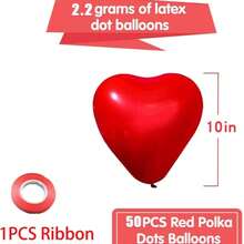 50pcs 10-Inch Red Heart Shaped Latex Balloons, Romantic Decoration For Valentine's Day, Wedding Anniversary, Engagement, Birthday, Graduation, Party - Multicolor - View 2
