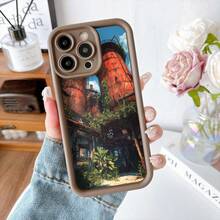 Cubierta de teléfono con borde negro diseño de edificio industrial oxidado con vegetación verde para uso diario y viajes - Negro - Ver 5