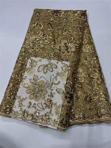 2026 African Mesh Sequined Lace Fabric High Quality French Tulle Lace Nigeria Mesh Lace Fabric Suitable For Party Wedding 5 Yards. - Multicolor - View 10