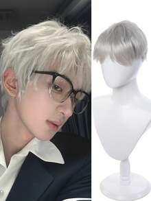 男士短款帅气假发，蓬松逼真合成假发，适合日常佩戴，男士日常角色扮演、化装舞会、动漫、圣诞节服装，男士假发，6英寸 - 彩色 - 查看 12