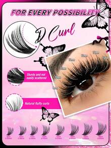 640/300 sợi mi giả D-Curl dạng xòe, kiểu hoạt hình, 30D/40D/50D/60D/80D/100D, 9-16mm, mi giả tự làm theo yêu cầu, mi 3D, mi volume kiểu Nga, mi giả lông chồn mềm mại, tự nhiên. Thích hợp cho du lịch, sử dụng hàng ngày (thân thiện với người mới bắt đầu), đám cưới, hẹn hò, tiệc tùng, kỳ nghỉ, cũng tuyệt vời cho Giáng sinh/Halloween/làm quà tặng. - màu đen - Xem 8